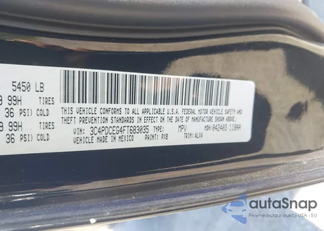 2015 Dodge Journey R/T z USA, uszkodzony, nr VIN 3C4PDCEG4FT683035